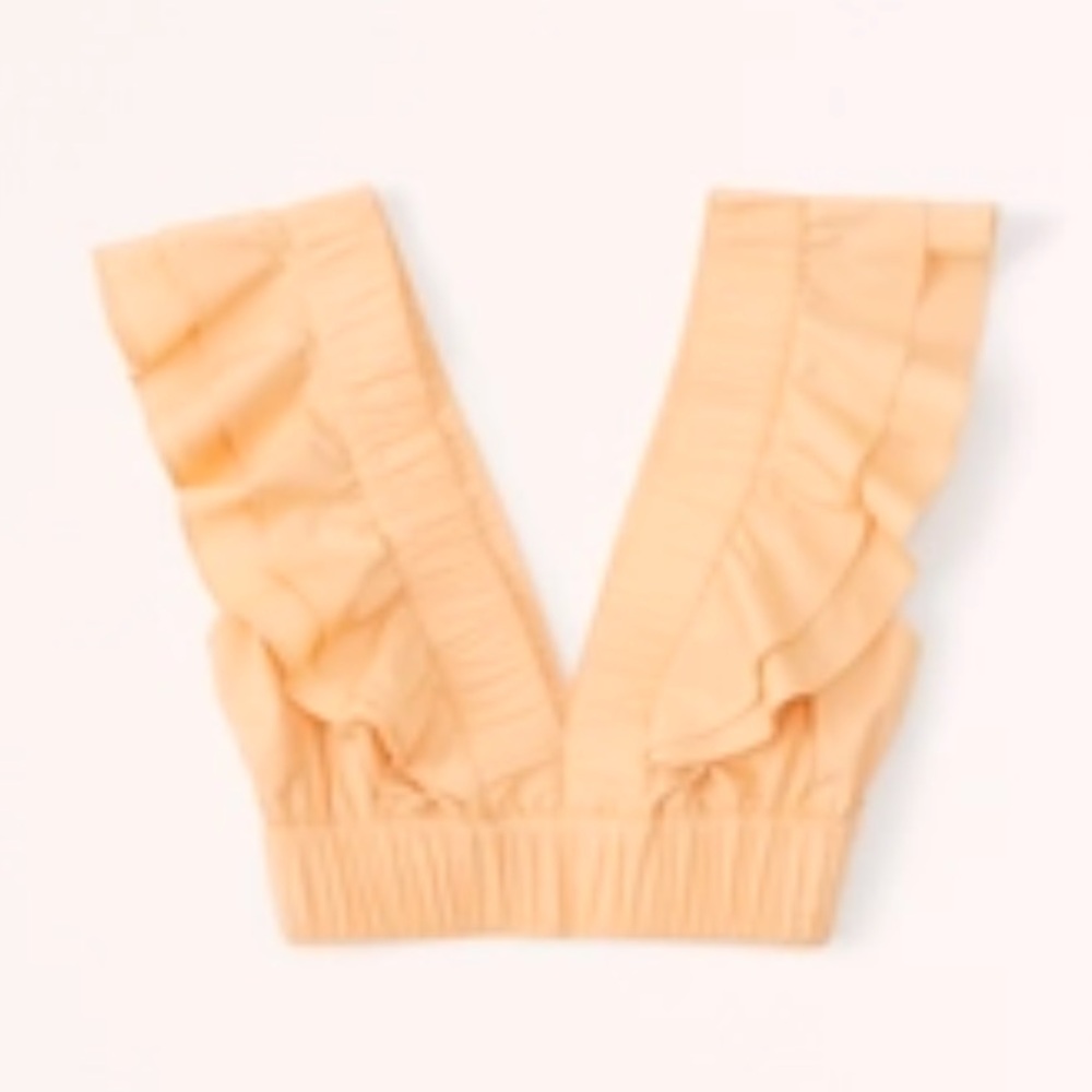 Abercrombie orange poplin volume mini skirt Drama Collar Ruffle Top small S